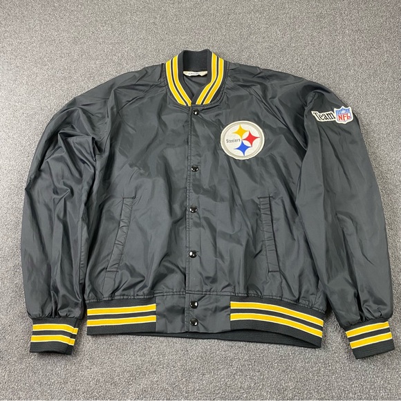 Vintage 80’s NFL Pittsburg Steelers Lightweight Bomber Jacket Men’s Size Large - Picture 1 of 13
